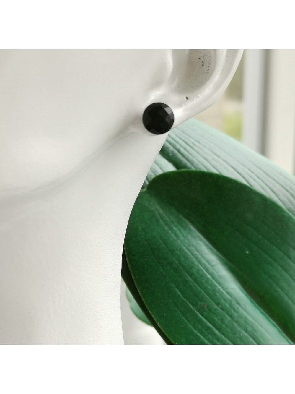 NEW Faceted Black Onyx stud earrings on Sterling Silver - Picture 2 of 5